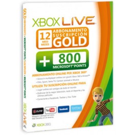 Tarjeta Xbox Live Gold 12 Meses + 800 Point - X360